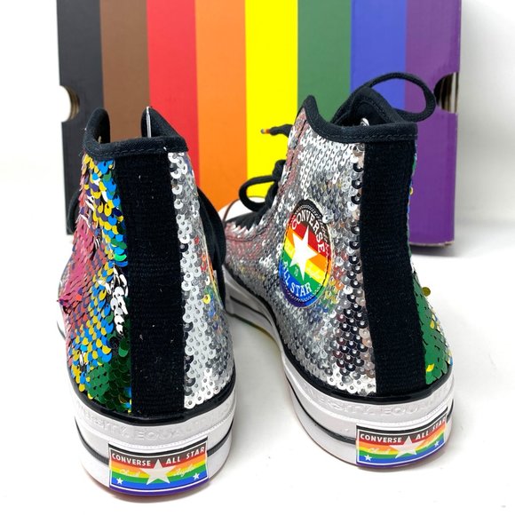 Converse CHUCK 70 High Sequins Multi Sneakers Women’s Size 167755C - Picture 7 of 9